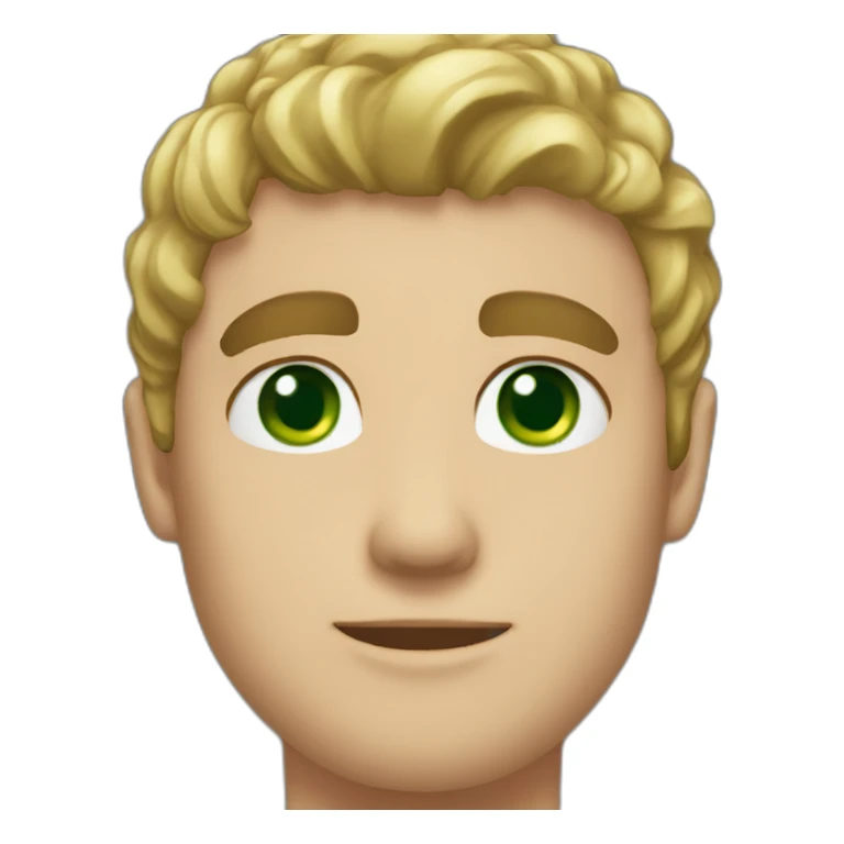 middle hair part, green eyes, man sticker