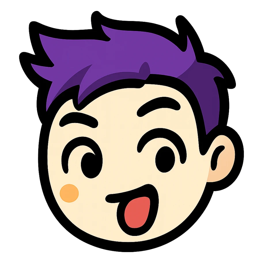 Transform the face in the reference image into a cute emoji-style icon with a slightly whitish face color and a new playful, surprised expression. Use minimalistic, bold lines and bright colors. The emoji should be expressive and suitable for a small emoji size. Remove the background entirely. Emulate the style of typical emoji icons with a clean and simple look. sticker