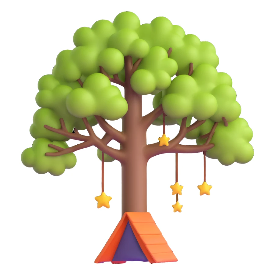 playful and colorful tree hanging from a roof sticker
