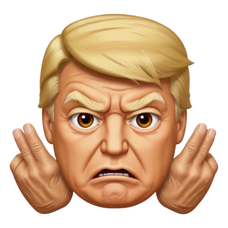 donald trump is angry. and he shows it with hand sticker