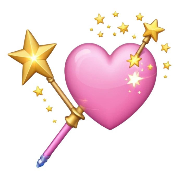 pink heart shooting star effect on end of a wand sticker