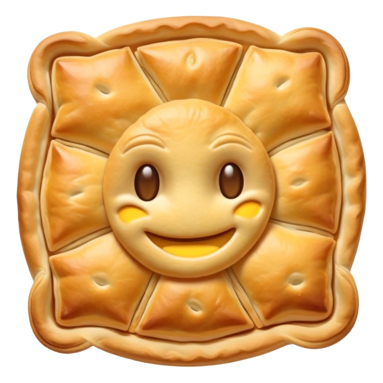 cinematic-realistic-flat burek-sa-sirom-dish-emoji,-showcasing-a-flaky-pastry-filled-with-cheese-rendered-with-crisp-textures-and-appetizing,-warm-lighting.  sticker