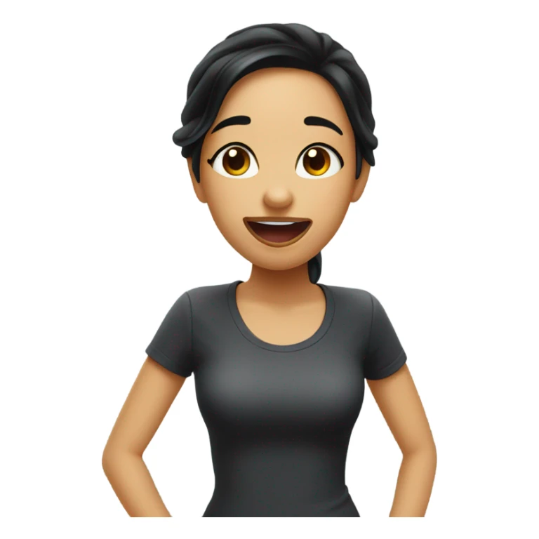 girl with black hair showing tongue sticker