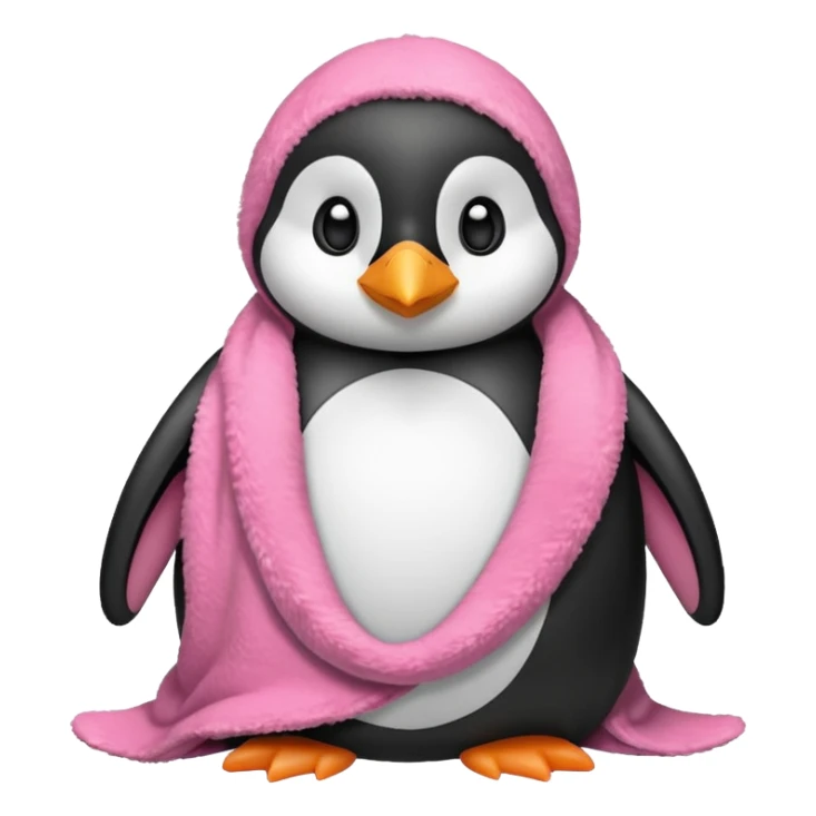 Ein Pinguin mit einer Kuschel Decke in Rosa der sich ein Kuschelt sticker