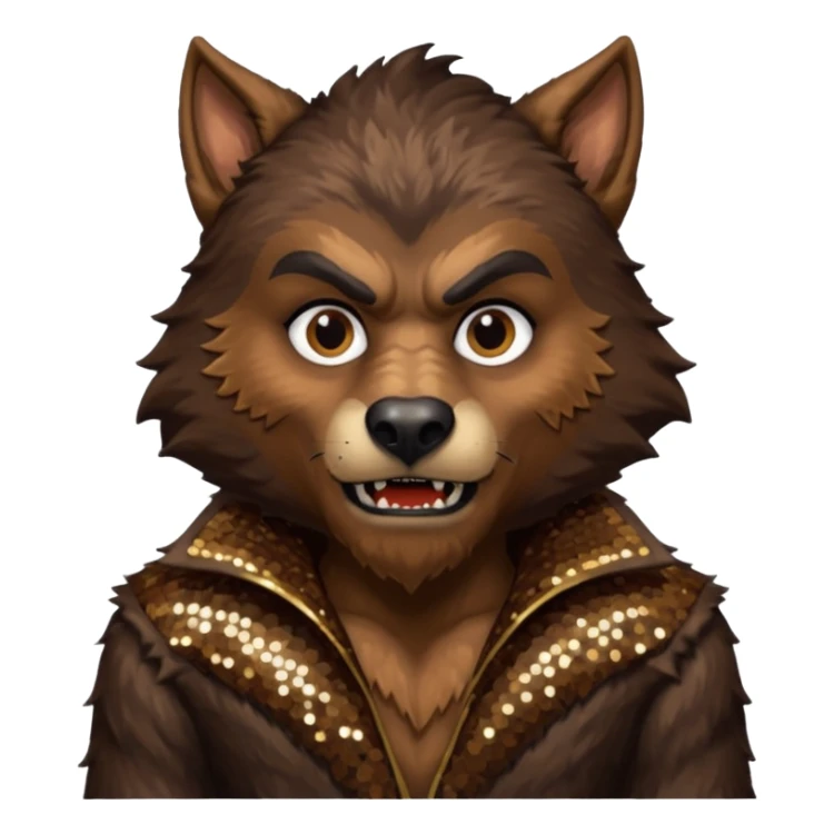 The Werewolf from Universal Monsters with brown fur, dark brown sequin outfit  sticker