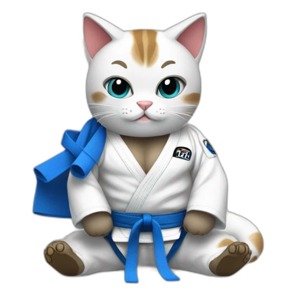 jiu-jitsu cat with blue belt sticker