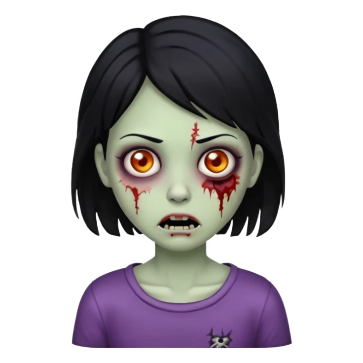 girl zombie with black hair sticker