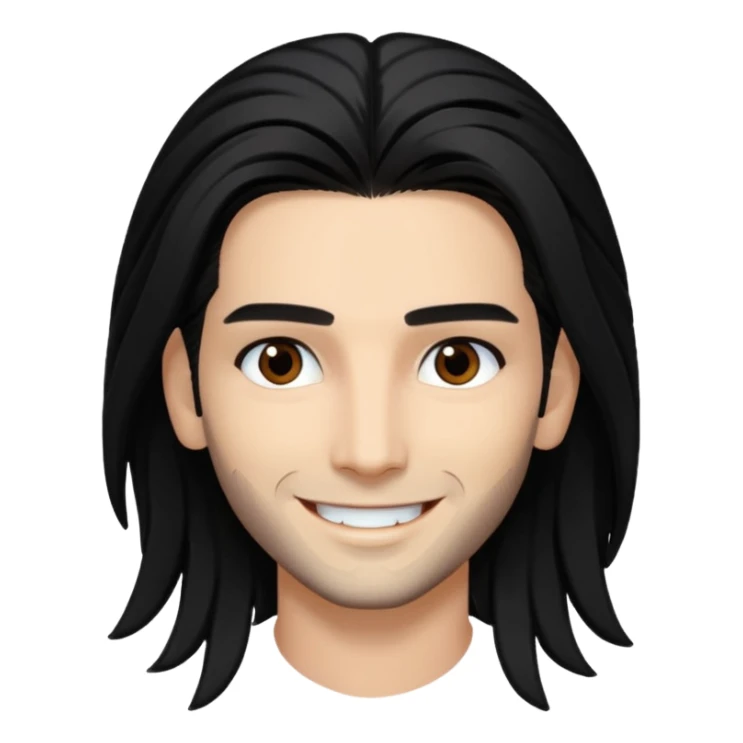 Bill Kaulitz with black long hair, brown eyes sticker