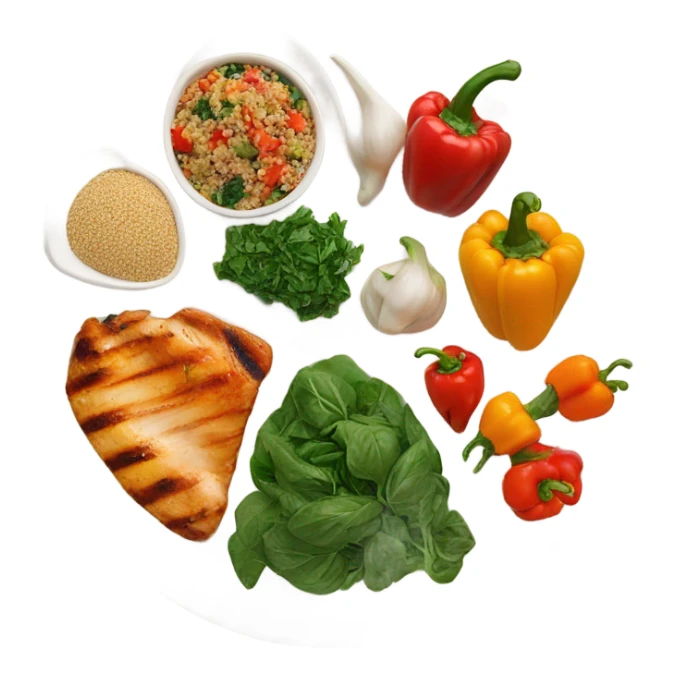 round white plate with healthy food sticker