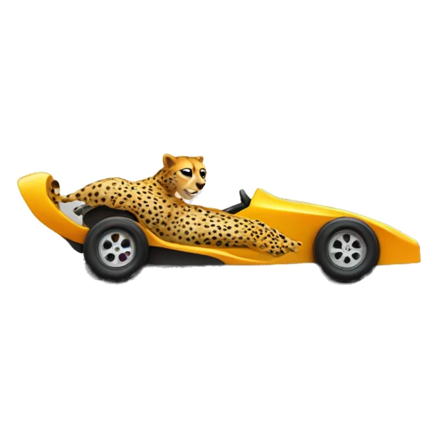 A cheetah in a race car driving down the road sticker