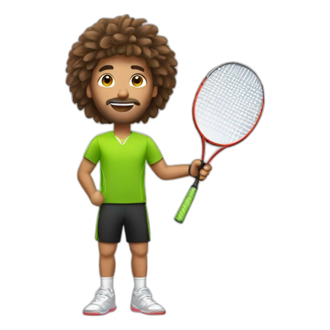 homme avec chauveux bruns jouant du badminton sticker