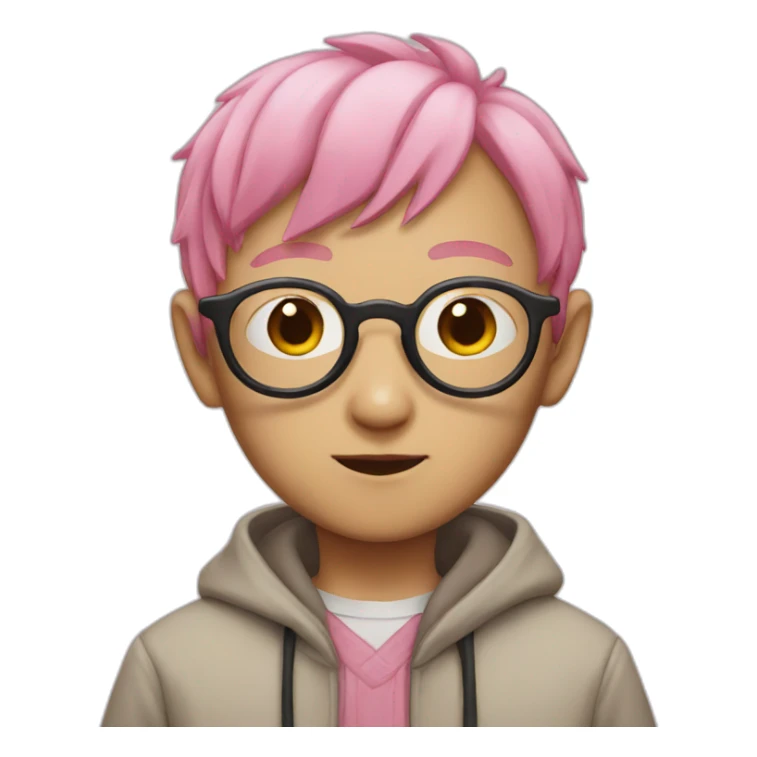 asian dobby with pink hair and glasses sticker