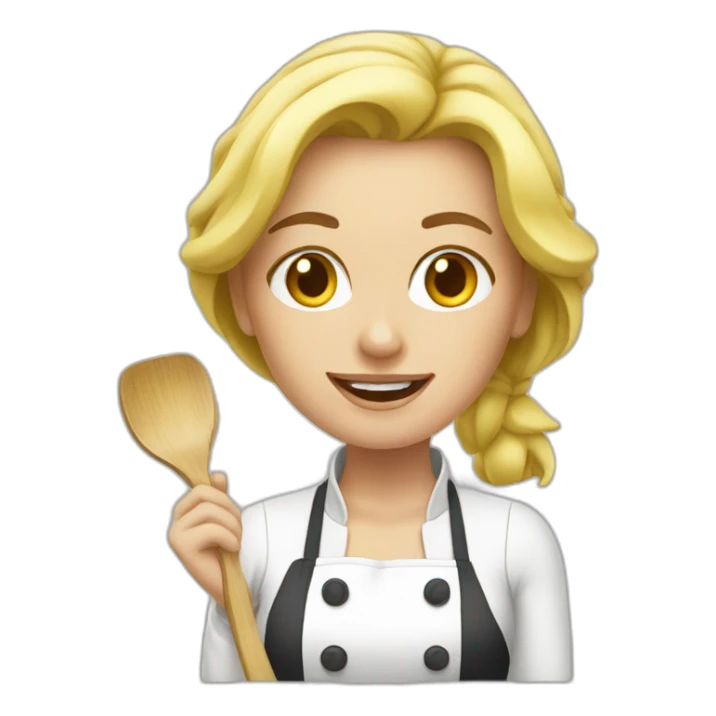 blonde woman cooking sticker