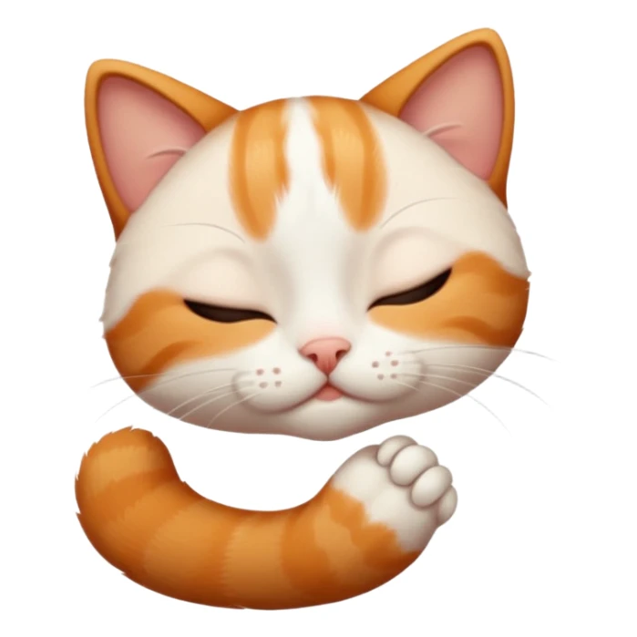 ginger and white small cat in funny positions upside down with eyes closed sticker