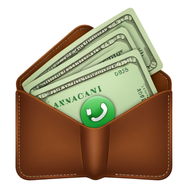 portefeuille marron avec quelques billets et carte bancaire sticker