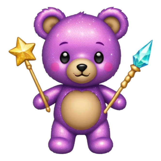 Fairy glitter teddy with wand  sticker