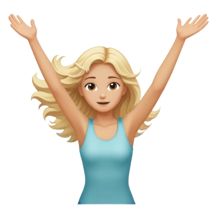 girl at beach with arms outstretched and hair blowing in a pleasant breeze sticker