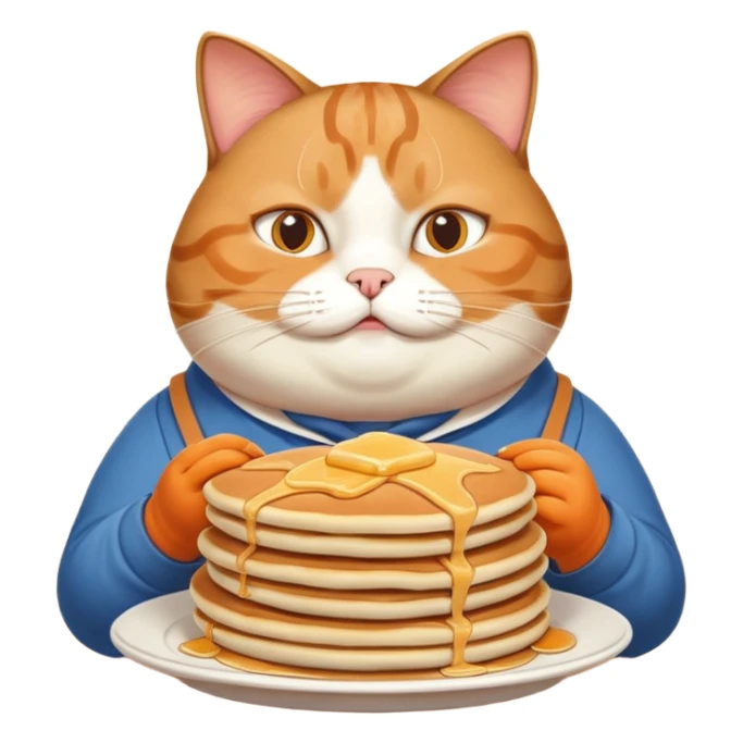 Fat cat eating pancakes at ihop sticker