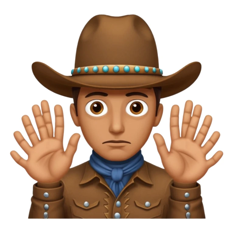 Pensive cowboy with 6 hands and 8 eyes sticker