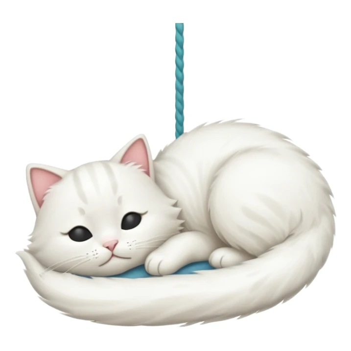 emoji of white napping cat with a tail hanging down sticker