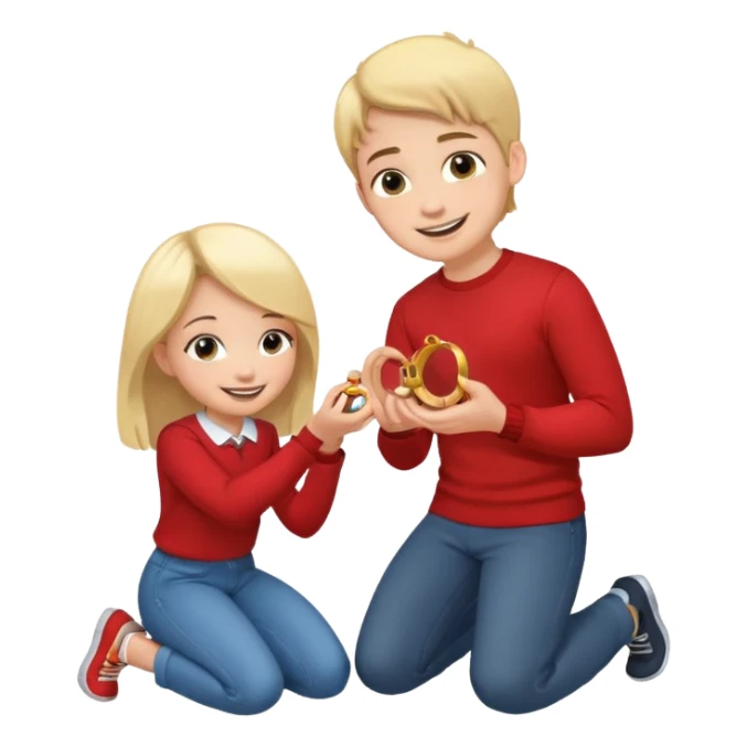 🧎‍♂️‍➡️💍💃 a boy parposing a girl boy on his knee and boy give him ring  sticker