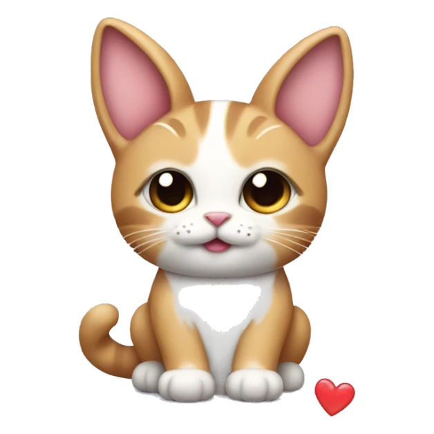 a cute cat with a heart in its paw and bunny ears sticker