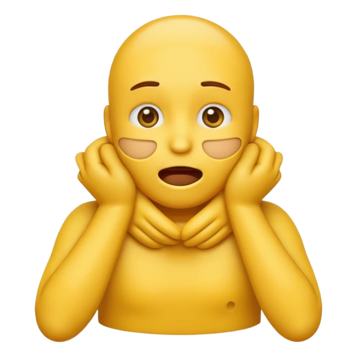 Yellow emoji doing choking emote with hands around neck sticker