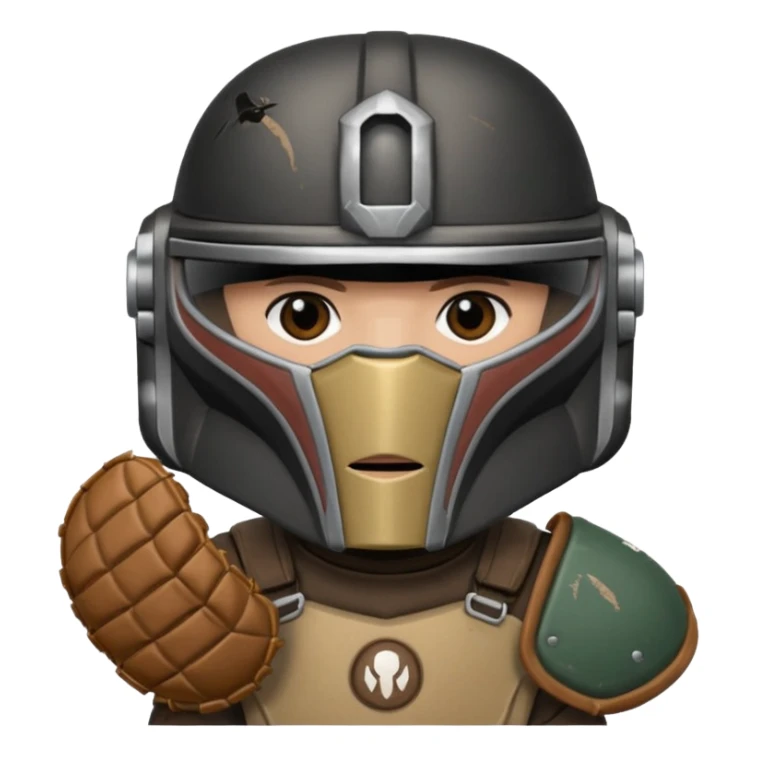 Mandalorian with a Catcher's mitt.  Make the catcher's glove oversized.  Put a dark visor in the helmet.   sticker