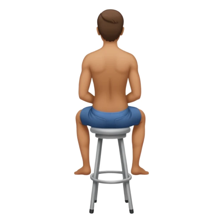a person sitting on stool with full back head turn

 sticker
