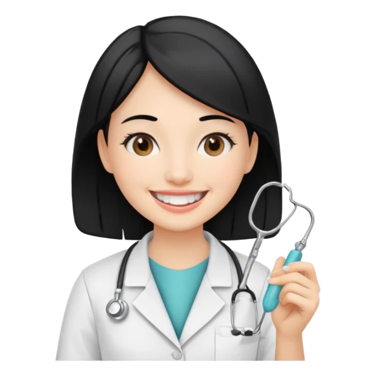 estudiante mujer de odontología con el cabello negro con un explorador  sticker