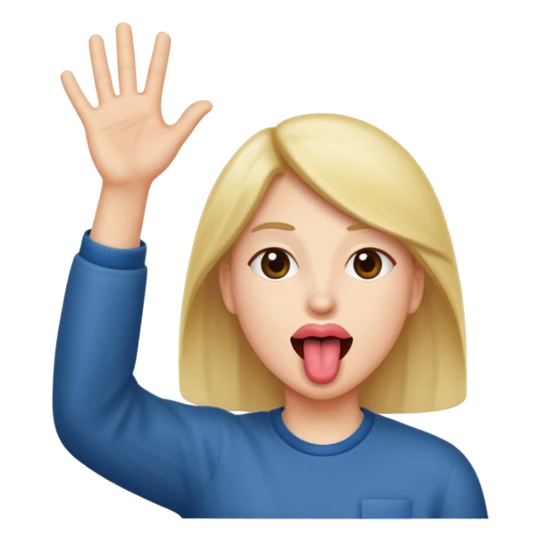 Tounge out with hand look like it’s about to dive in sticker