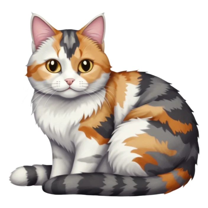 full body colourful light patched calico + white tabby cat cuddling a big dark grey and white tabby cat  sticker