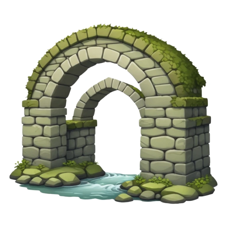 a simple rustic stone bridge without water, used to cross a river. sticker