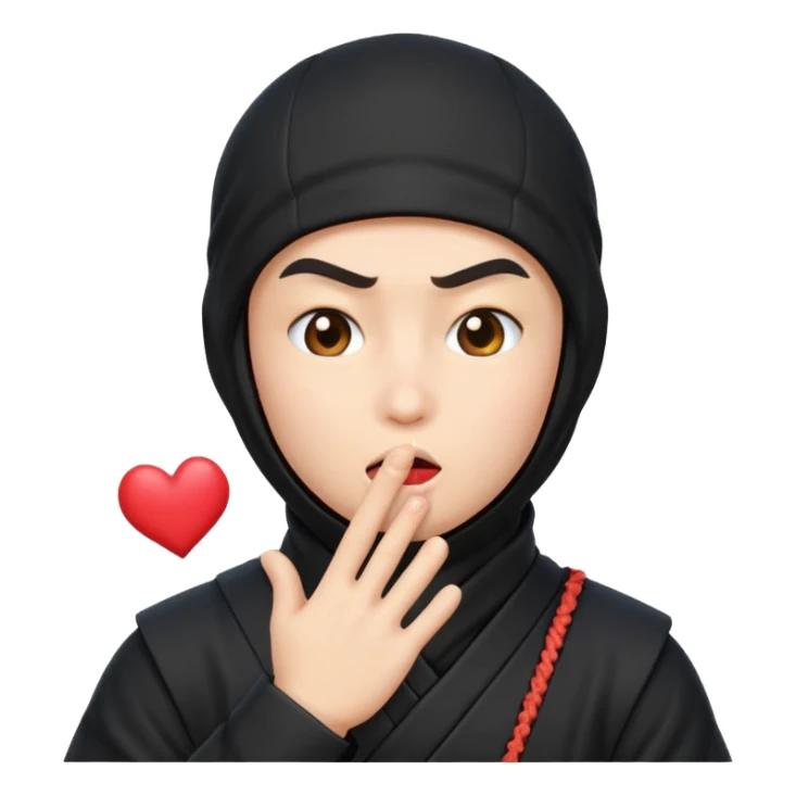 Emoji de ninja tirando besos sticker