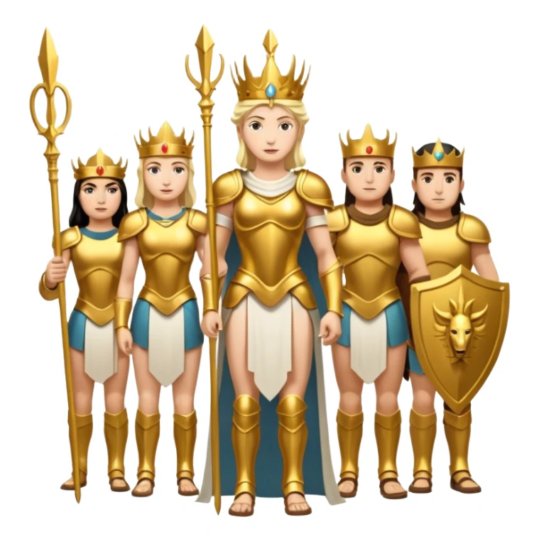 group of white trojans being led by a woman queen sticker