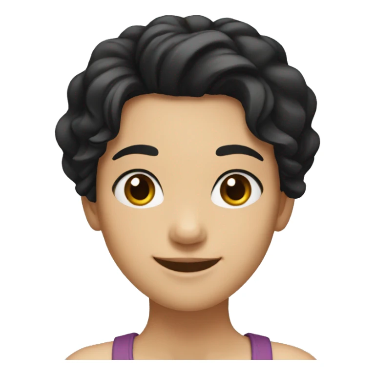 girl with black hair and brown eyes smilling sticker