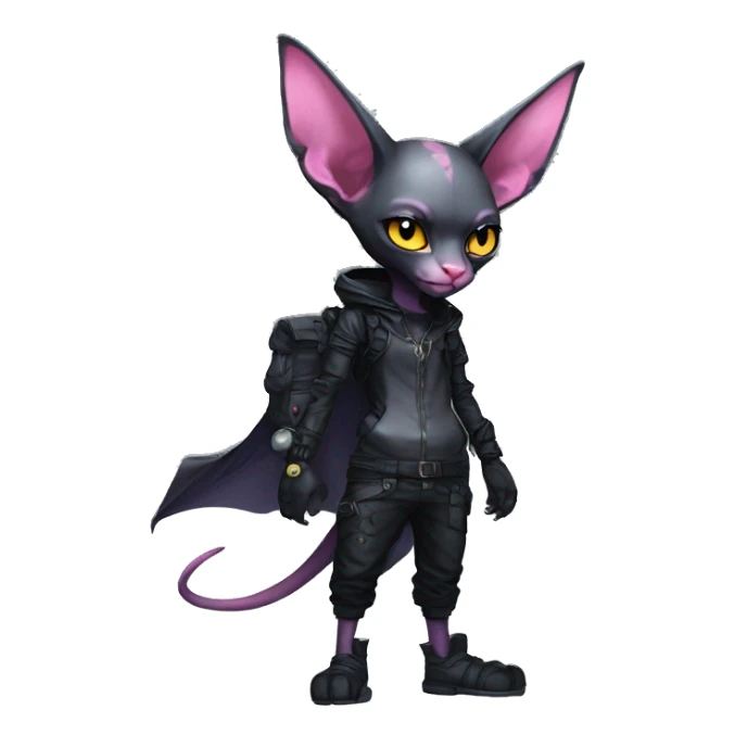 Dark Anthro Cool Bat-Sphynx-Pokémon Punk Techwear Full Body sticker