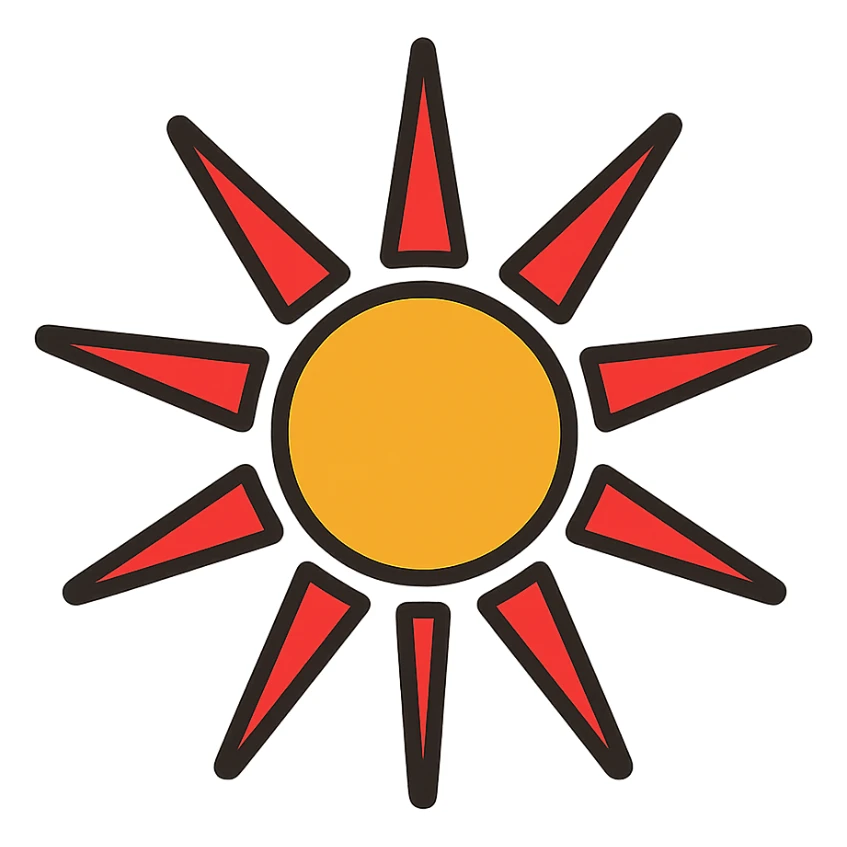 Macedonian sun, minimal geometric design, simple gold lines, elegant and modern sticker