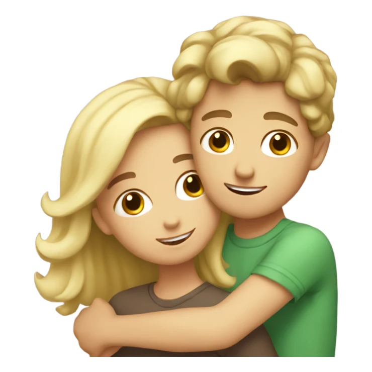 Boy with brown hair hugging a girl with blonde hair  sticker
