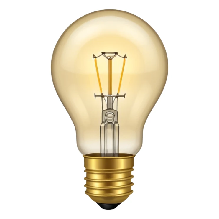Standard incandescent light bulb with brass base and clear glass sticker