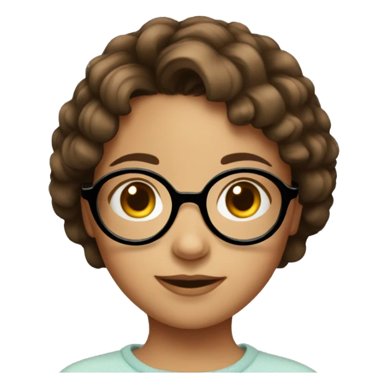 young girl with round glasses, short brown hair sticker