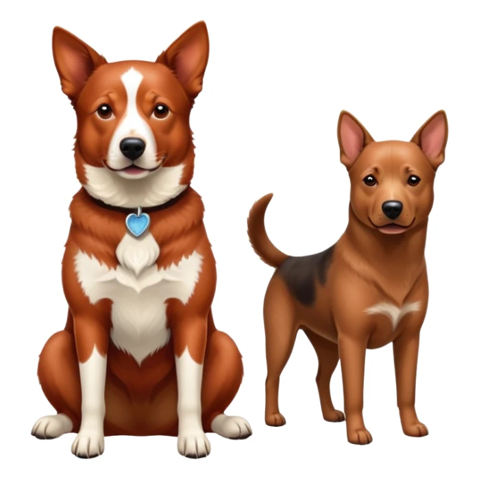 Adult Red heeler next to adult dark Labrador retriever  sticker