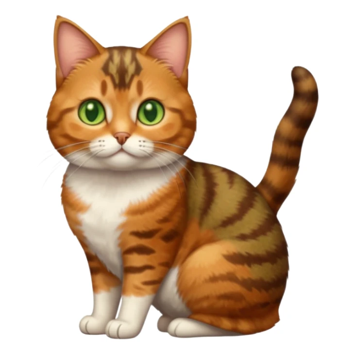 full body torbie cat with small head and short but chubby body sticker