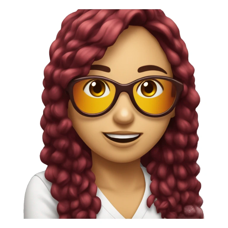 chica pelo castaño y con gafas granate diciendo hola sticker