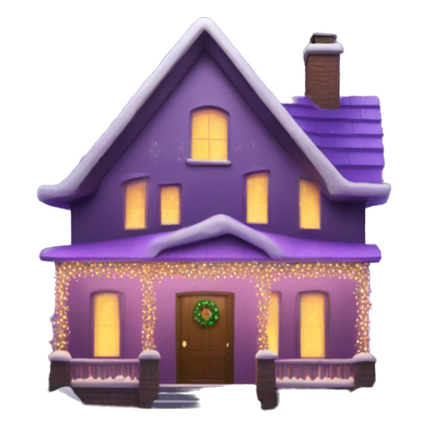 House with purple Christmas lights sticker