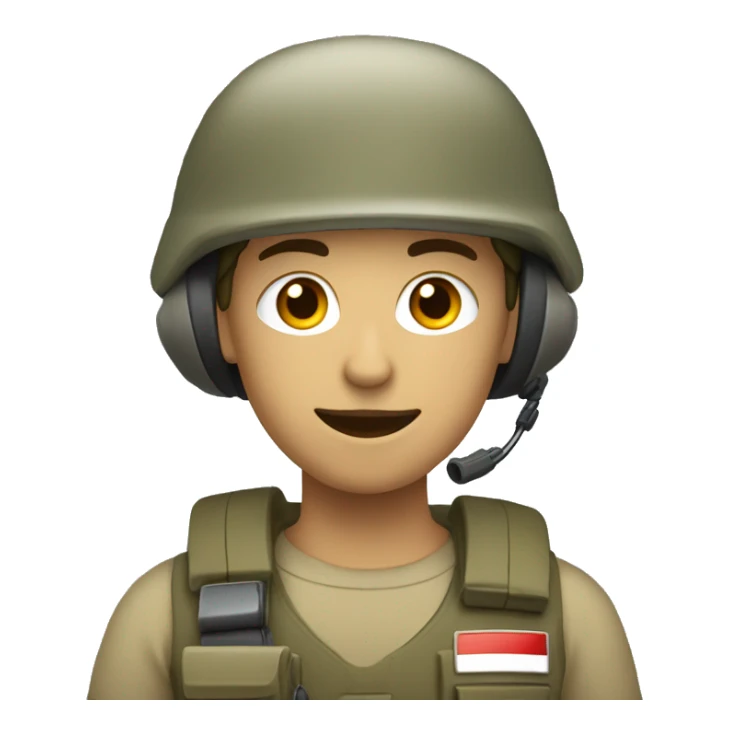 operator dressed in khaki color with a milatary helmet, without glasses, preferably male sticker
