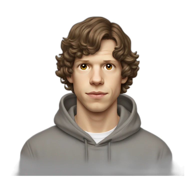 Jesse Eisenberg grey hoodie brown hair white shirt sticker