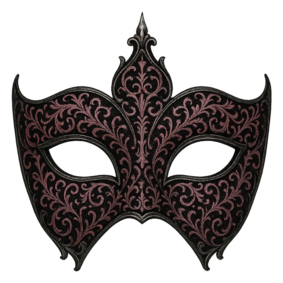gothic mask, pink lace and silver accents, no background sticker
