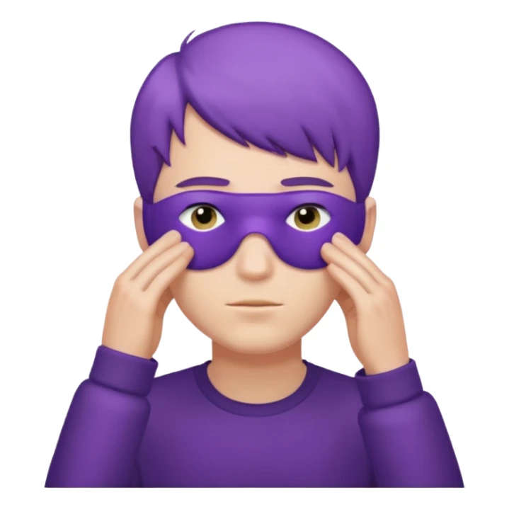 men with purple short hair, hair cover eyes sticker