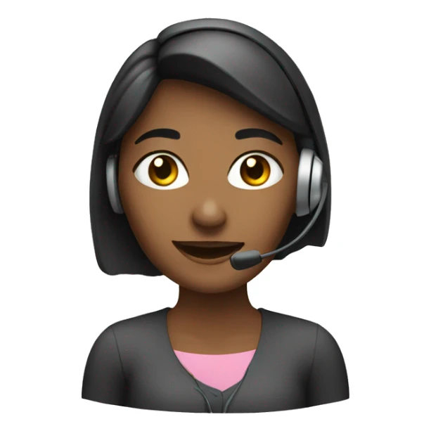 A young woman calling with a headset sticker